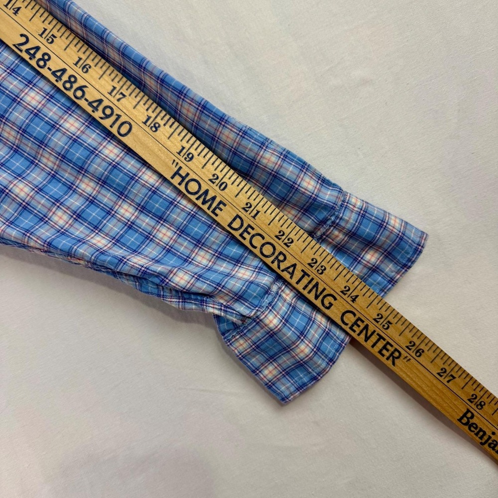 Y2K Ralph Lauren Blake XL Blue‎ Plaid Button Down Pink Blue Cotton Pony - Picture 9 of 10